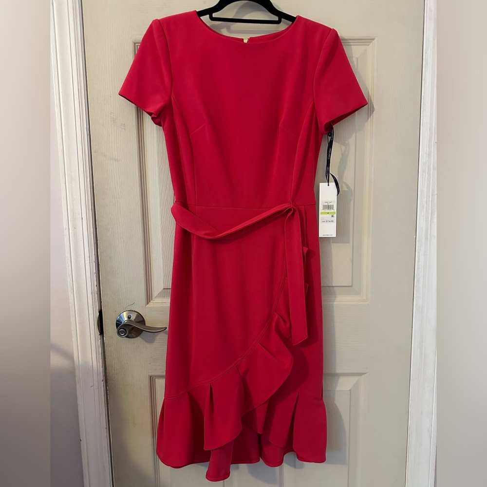 Calvin Klein Short Sleeves, Coral Dress.